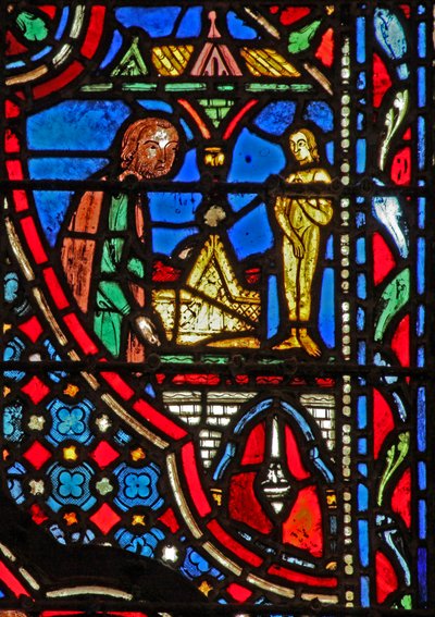 Fenster w14 Die Bundeslade im Tempel von Dagon (und Götze) I Sam V 2 von French School