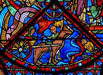 Fenster w15 Darstellung der Geschichte der Reliquien des Heiligen Stephanus: Teufel stören den Transport der Reliquien von French School