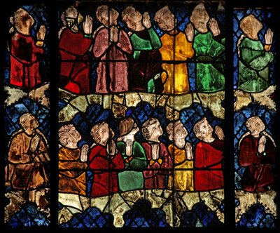 Fenster w16, eine Szene aus dem Jüngsten Gericht darstellend: die Auserwählten von French School