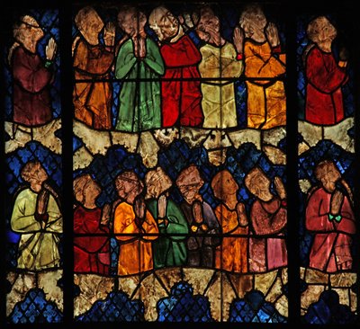 Fenster w16, eine Szene aus dem Jüngsten Gericht darstellend: die Auserwählten von French School