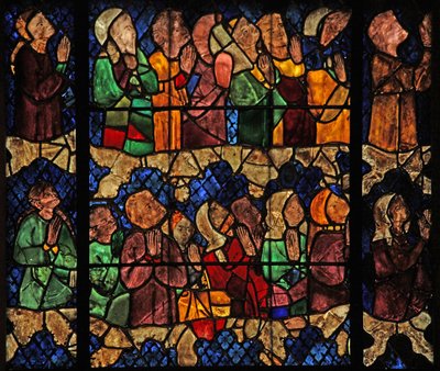 Fenster w16, eine Szene aus dem Jüngsten Gericht darstellend: die Auserwählten von French School