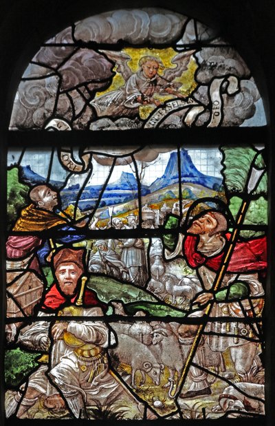 Fenster w16, das die Verkündigung an die Hirten darstellt von French School
