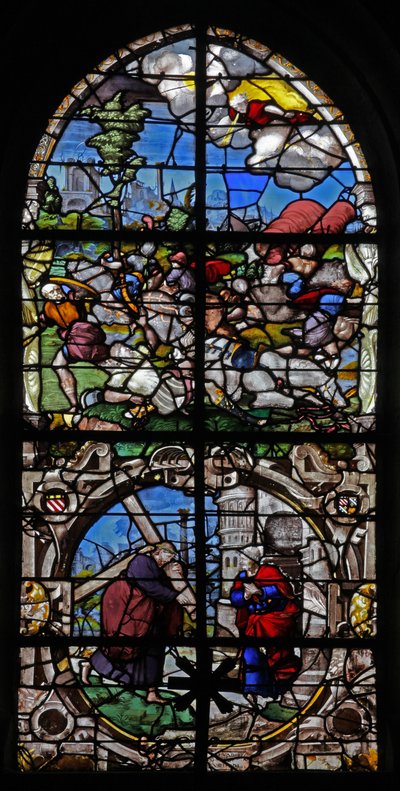 Fenster w18 mit der Bekehrung des Heiligen Paulus: Quo Vadis: Der Heilige Petrus trifft Christus außerhalb Roms von French School