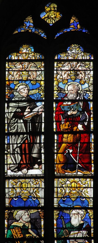 Fenster w1 zeigt St. Thibault und St. Jerome von French School