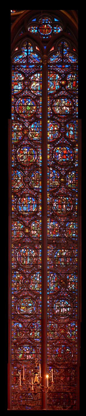 Fenster w1 das Buch Genesis: sehr wenige der Tafeln sind original von French School