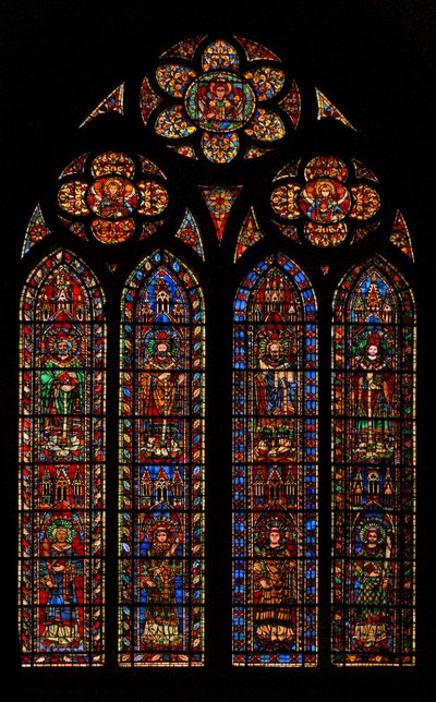 Fenster w201 mit Heiligen Päpsten und Diakonen von French School