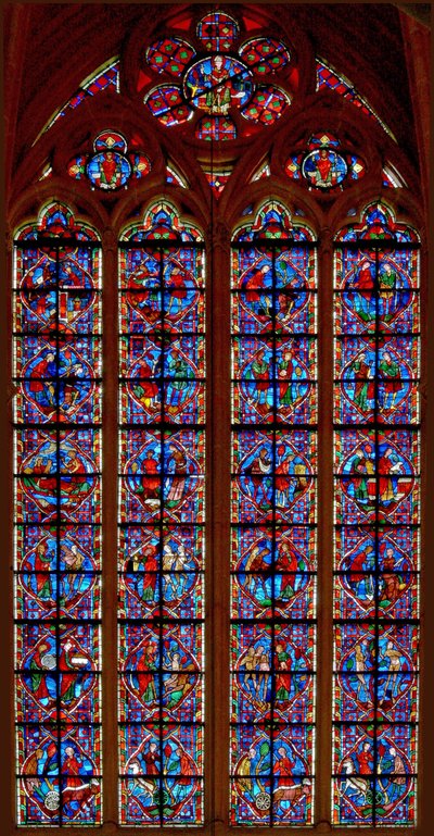Fenster w207, Adam und Eva, Kain und Abel darstellend von French School