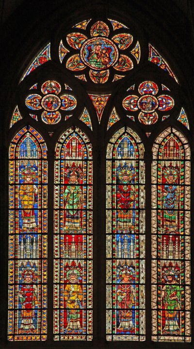 Fenster w207 mit Bischöfen (einige aus Straßburg) und zwei Kirchenvätern von French School
