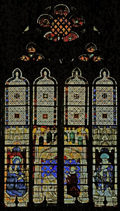 Fenster w210, das das königliche Fenster mit der Jungfrau Maria, Karl VI. und St. Denis darstellt von French School