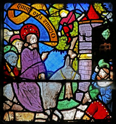 Fenster w22, das den Einzug in Jerusalem darstellt von French School