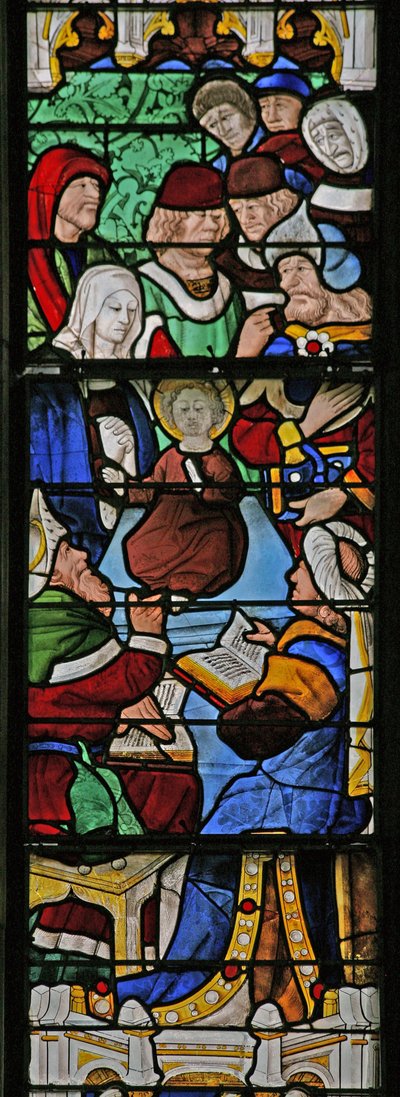 Fenster w2, Christus mit den Ärzten im Tempel von French School