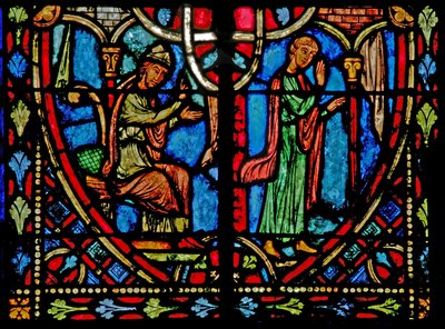 Fenster w2, Szene aus der Theophilus-Geschichte (modern) von French School