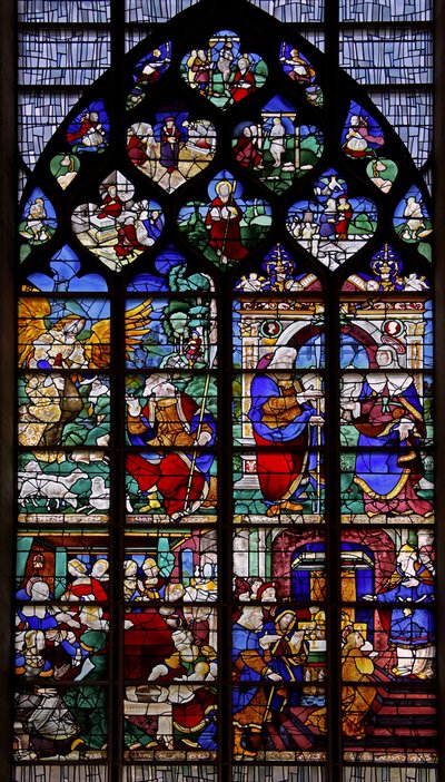 Fenster w2 mit Darstellung des Lebens der Heiligen Anna und der Kindheit der Jungfrau Maria von French School