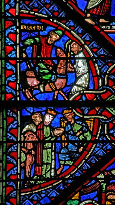 Fenster w2 zeigt die Königin von Saba; Bileam und sein Esel von French School