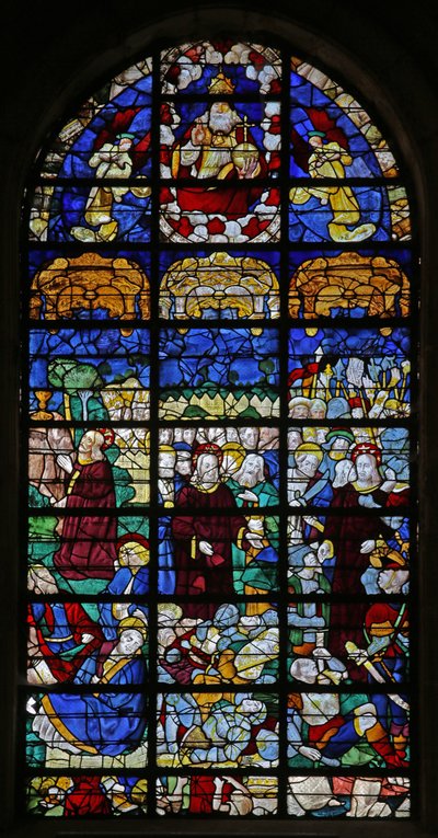 Fenster w31, Darstellung von Passionsszenen: Gethsemane und die Auferstehung von French School