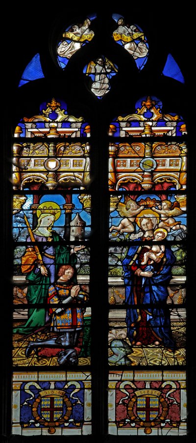 Fenster w3 mit der heiligen Barbara und dem Stifter Jean de Montmorency von French School