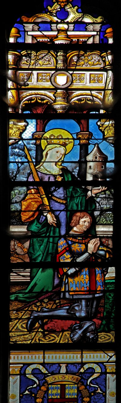 Fenster w3 mit der heiligen Barbara und einem Stifter von French School