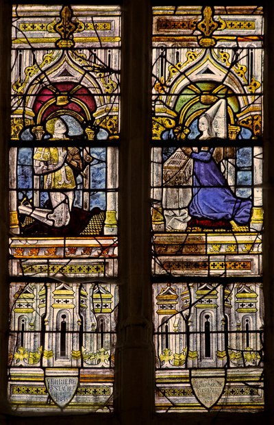 Fenster w3 mit Darstellung von Stiftern von French School