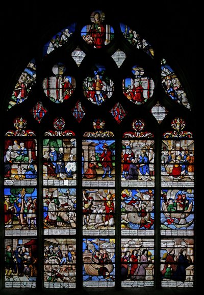 Fenster w3 mit Szenen aus dem Leben von St. Nikolaus von French School