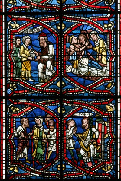 Fenster w5-R zeigt ein Detail des Designs (Buntglas) von French School