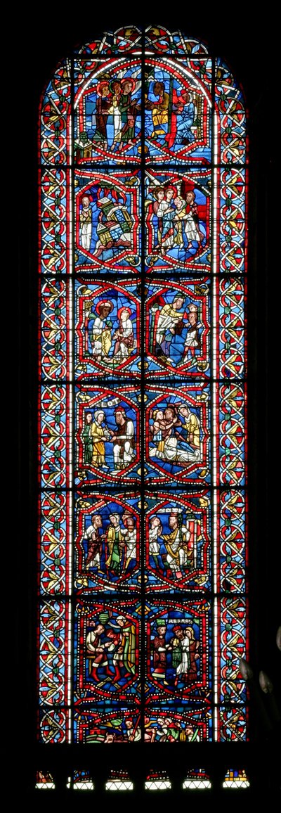 Fenster Nr. 5-R, Darstellung der Geschichten von Lot und Abraham von French School