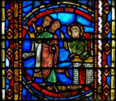Fenster w53, Darstellung von St. Johannes der Täufer, der seine Jünger zu Christus sendet von French School