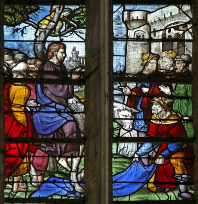 Fenster w5 mit Darstellung des Einzugs in Jerusalem von French School