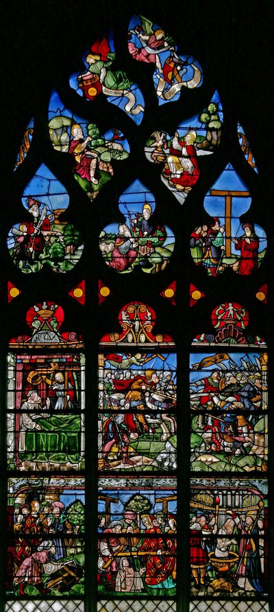Fenster w8, Darstellung der Hl. Helena, Konstantin und der Triumph des Kreuzes von French School