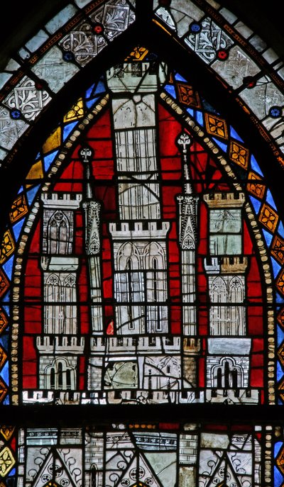 Fenster w9 mit einem Baldachin von French School
