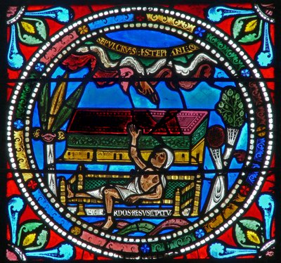 Fenster wXVII mit einem Priester - Auferstehung von French School