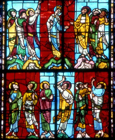 Fenster wXVI zeigt die Apostel bei der Himmelfahrt von French School