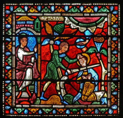 Fenster wXXI mit dem Tod von St. Protais von French School