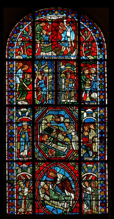 Fenster wXX mit einem zusammengesetzten Fenster über die Reliquien von St. Gervais und St. Protais und das Martyrium ihrer Eltern St. Vital und Valery von French School