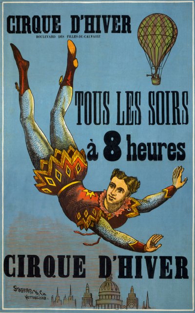 Winterzirkus jede Nacht um 8 Uhr: Werbeplakat von Stafford Co und Nottingham für eine Zirkusshow im Cirque d