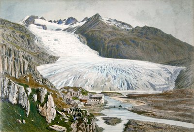 Winterlandschaft und Reisende in den Pyrenäen, ca. 1850 von French School