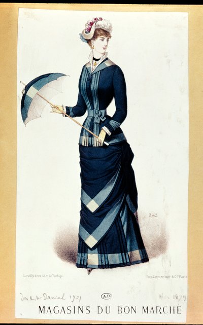 Frau mit Regenschirm, aus Le Bon Marché, 1879 von French School