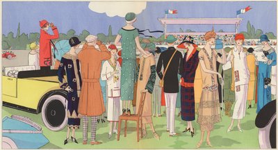 Damenmode bei den Rennen von Designern Jeanne Lanvin, Jean Patou, Premet, Georges Doeuillet von French School