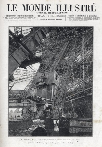 Weltausstellung in Paris 1889 - Der Weg der Aufzüge im ersten Stock des Eiffelturms - L