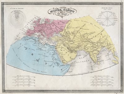 Weltkarte der Antike - Tafel aus dem „Universalatlas der alten und modernen Geographie für den Gebrauch von Internatsschulen“ von Vuillemin - ca. 1845 von French School