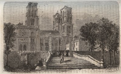 Kathedrale Notre-Dame de Laon (1150-1180), Aisne - Gravur in 