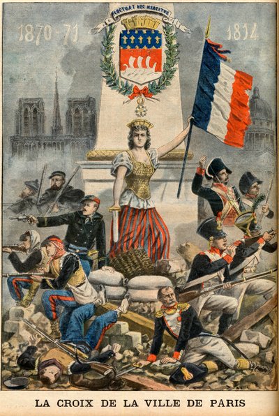 Fluctuat nec mergitur - Das Kreuz der Stadt Paris wird in das Wappen von Paris eingeführt, Illustration aus der englischen Zeitung „Le Petit Journal“ vom 5. Mai von French School