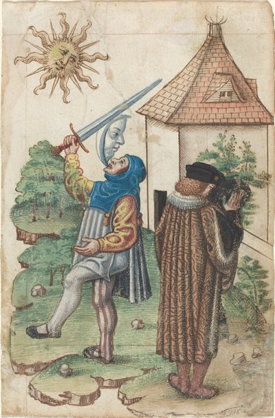 "Sprich nicht gegen die Sonne" und "Mach kein Wasser in Richtung der Sonne" [fol. 39 recto] von French early 16th Century