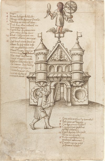 Die Statue der Gelegenheit und der Vorübergehende [fol. 8 recto] von French early 16th Century