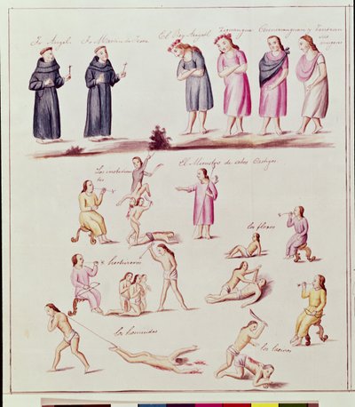 Ureinwohner auf dem Weg zur Bekehrung durch die spanischen Mönche von Friar Pablo (after) Beaumont