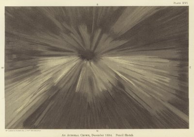Eine aurorale Krone, Dezember 1894, Bleistiftskizze von Fridtjof Nansen
