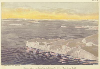 Abend im Treibeis, 22. September 1893 (Aquarellskizze) von Fridtjof Nansen