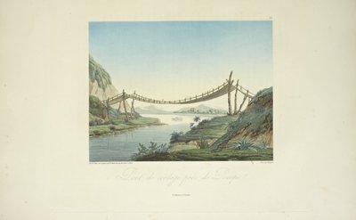 Seilbrücke bei Penipe, gezeichnet von Marchais, graviert von Bouquet, Illustration aus 