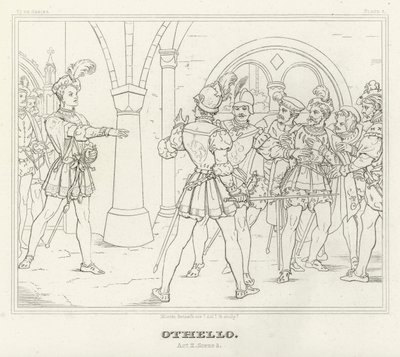 Othello, Akt II, Szene 3 (Gravur) von Friedrich August Moritz Retzsch
