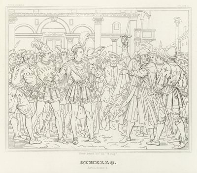 Othello, Akt I, Szene 2 (Gravur) von Friedrich August Moritz Retzsch