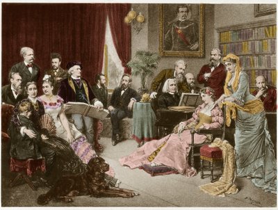 Richard Wagner und Liszt in Bayreuth mit Cosima und Siegfried - nach Fritz Georg Papperitz von Friedrich Georg Papperitz